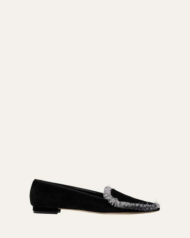 Agrofran Velvet Fringe-Trim Loafers